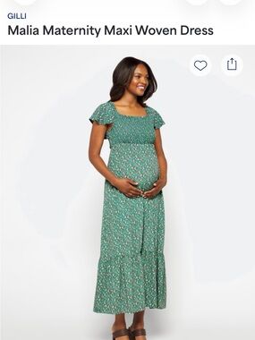 Gilli Green Floral Maternity Maxi Dress